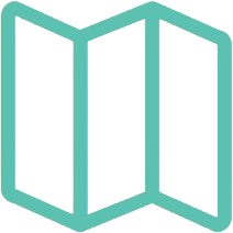 Folded map icon on black background.