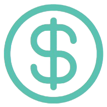 Teal dollar sign inside a circle.
