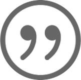 Quotation marks inside a circular icon.